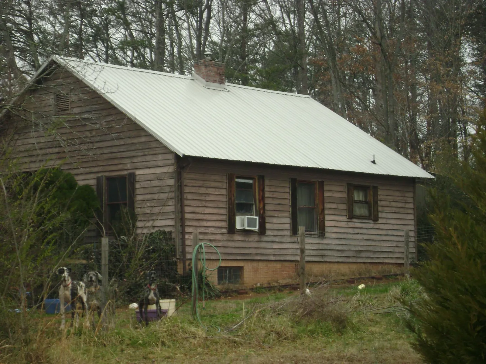 White metal roof on an old wood sided farmhouse, from a Asphalt Shingle Roof Repair job in Dumont
